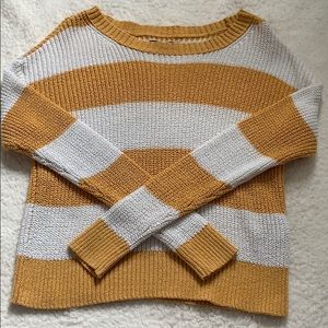 Yellow and white striped sweater